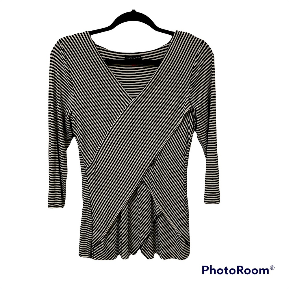 Vince Camuto Layered Striped Top Size S